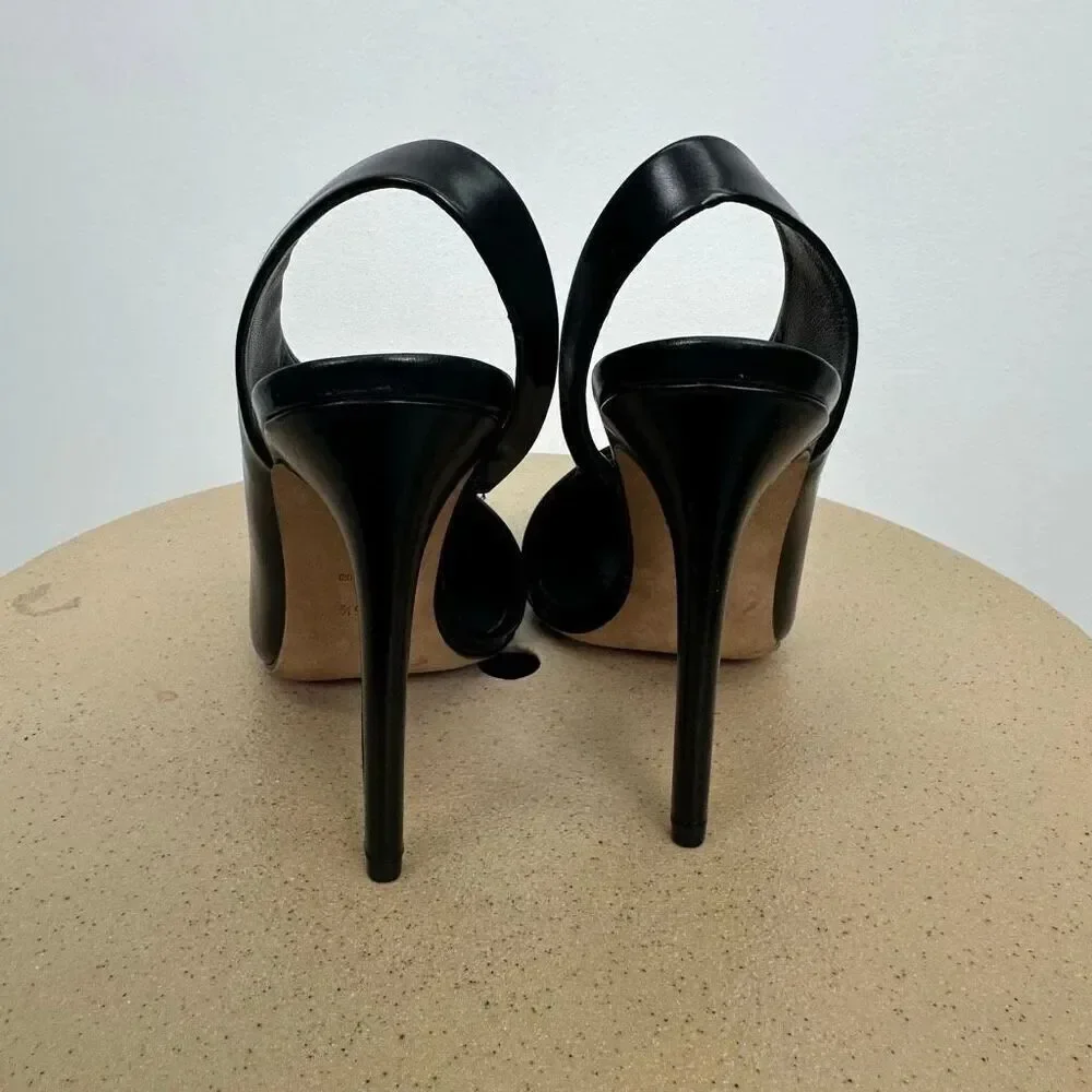 Alexander Wang Women’s Edie Slingback Heels Black Leather Pumps